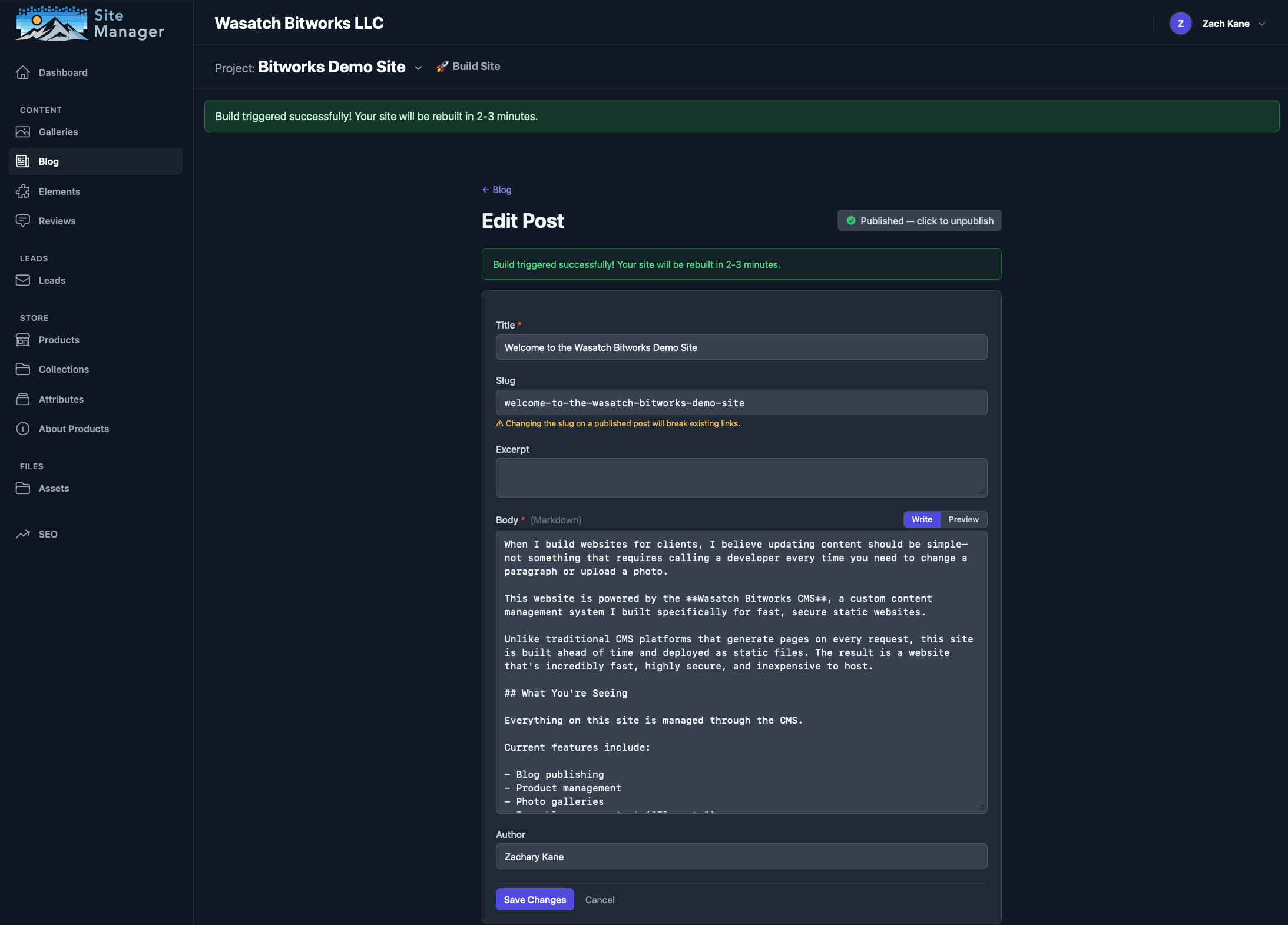 Welcome to the Wasatch Bitworks Demo Site